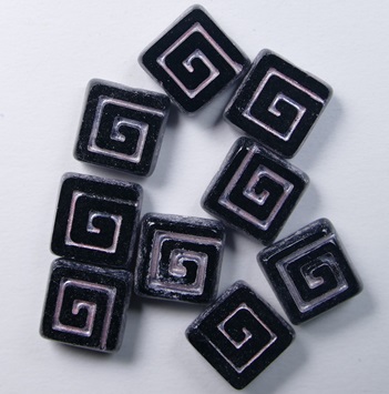 0010542 Celtic Square 9x9 mm Opaque Jet Light Metallic Pink Washed color 23980-04321