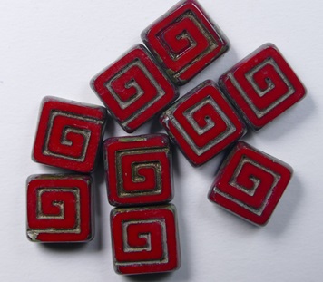0050345 Celtic Square 9x9 mm Opaque Red Travertin Gold Washed color 93200-86800-54302