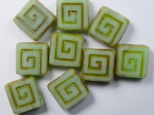 0100609 Table Cut Celtic Squares Opaque Mint Green Travertin 6 Pc. - Afbeelding 1