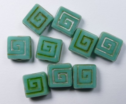 0100610 Celtic Square 9x9 mm Opaque Green Turquoise Travertin color 63130-86800