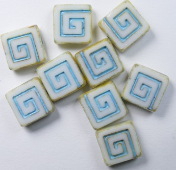 0140303 Celtic Square 9x9 mm White Alabaster Travertin Aqua Washed color 02010-86800-54321