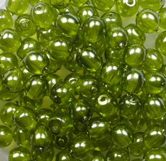 04-R-63555CR round beads 4 mm Transparent Pearl Wild Olive color 63555CR