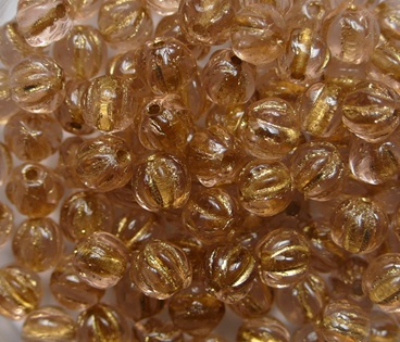 MB-04-70130-54302 Melon Beads 4 mm Dark Rosaline Gold Washed color 70130-54302