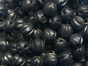 MB-04-x2477-81800 Metallic Black Chrome Washed Melon Beads 50 Pc. - Afbeelding 1