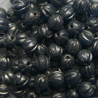 MB-04-X2477-81800 Melon Beads 4 mm Metallic Black Chrome Washed color X2477-81800