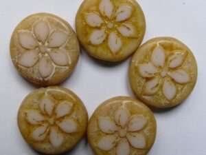 0030368 Light Opal Pink Travertin Flower Beads 3 Pc. - Afbeelding 1