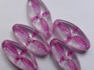 0070486 Crystal Hot Pink Inlay Eyed Ship Beads 5 Pc.