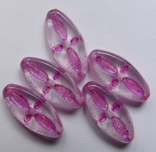 0070486 Eyed Ship Bead 20x9 mm Crystal Hot Pink Inlay color 00030-43807