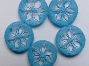 0090485 Crystal Aqua Patina Flower Beads 3 Pc.