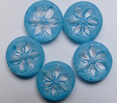 0090485 Flower Bead 18 mm Crystal Aqua Patina color 00030-84307