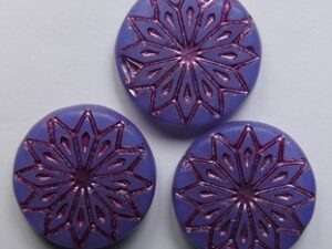 0090487 Matte Opal Sapphire Fuchsia Washed Origami Flower Bead 3 Pc.