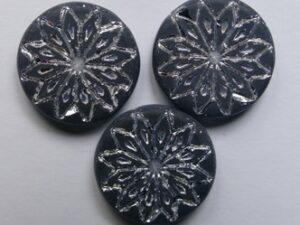 0090488 Matte Montana Metallic Labrador Washed Origami Flower Bead 3 Pc.