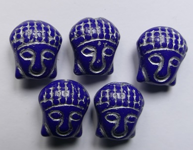 0090489 Buddha Bead 15x14 mm Dark Royal Blue Silver Washed color 33070-54301