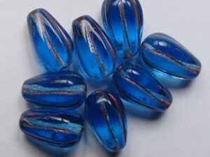 0090490 Aquamarine Metallic Copper Washed Melon Drops 13x8 mm 4 Pc.