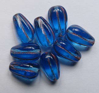 0090490 Aquamarine Metallic Copper Washed Melon Drops 13×8 mm color 60010-43806