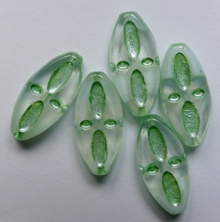0100615 Eyed Ship Bead 20x9 mm Crystal-White Copper Green Inlay color 06008-54322
