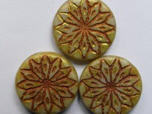 0100617 Matte Curry Rose Gold Washed Origami Flower Beads 3 Pc.
