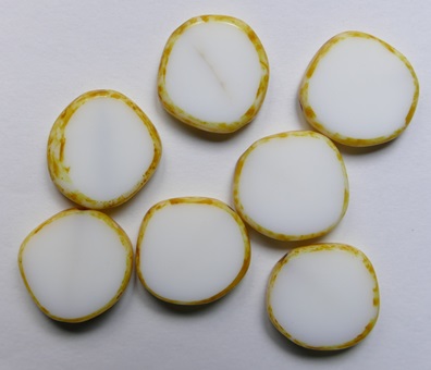 0140304 Table Cut Coin bead 15x15 mm Snow White Travertin color 02020-86800