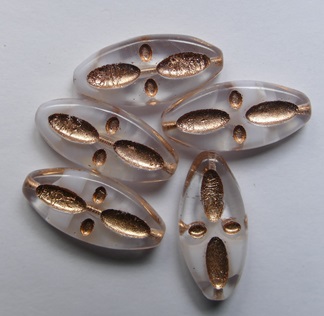 0150206 Eyed Ship Bead 20x9 mm Crystal-White Rose Gold Inlay color 06008-54318