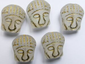 0150207 Matte Crystal Gold Washed Buddha Beads 3 Pc.