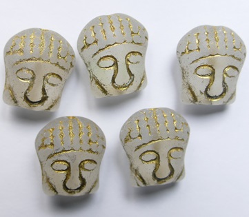 0150207 Buddha Bead 15x14 mm Matte Crystal Gold Washed color 00030-84100-54302