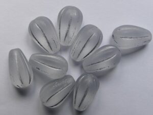 0150210 Matte Crystal Silver Washed Melon Drops 13x8 mm 4 Pc.