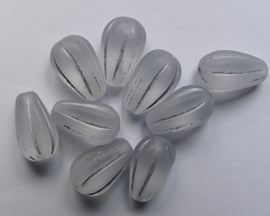 0150210 Matte Crystal Silver Washed Melon Drops 13×8 mm color 00030-84100-54301