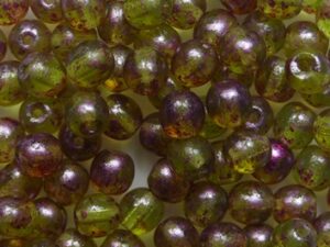 04-R-50230-94321 Olivine Metallic Pink Touched Druk Round Beads 4 mm 100 Pc.