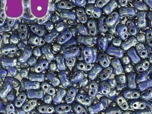 BO-33050-43400 Bi-Bo Beads Opaque Royal Blue Silver Picasso 10 gram