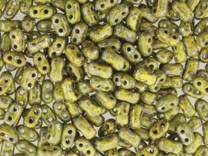 BO-54310-43400 Bi-Bo Beads Opaque Olivine Silver Picasso 10 gram