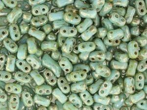 BO-63030-43400 Bi-Bo Beads Opaque Blue Turquoise Silver Picasso 10 gram