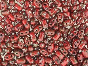 BO-93200-43400 Bi-Bo Beads Opaque Red Silver Picasso 10 gram