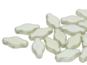 NV-03000-14457 Chalk White Mint Green Luster Navette Beads 10 gram