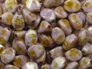 PI-03000-15695 Chalk White Lila Gold Luster Pinch beads. 10 gram
