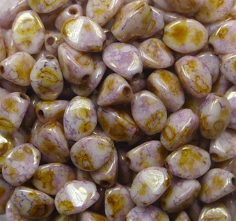 PI-03000-15695 Pinch Bead 5x3 mm Chalk White Lila Gold Luster color 03000-15695