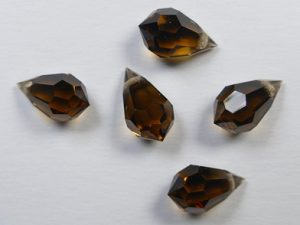 PrD-681-6-TOSM Smoked Topaz Preciosa Drop, 6x10 mm
