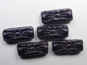 0020331 Black Nebula Flower Rectangle kralen 3 Pc.