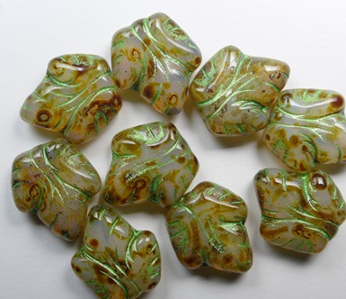 0040270 White Opal Travertin Metallic Green Washed Grape Leaves color 01000-86800-43813-54302