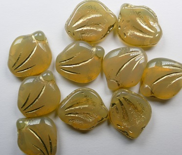 0040271 Topaz Opal Gold Striped Peony Petals 12x15 mm color 11000-54302