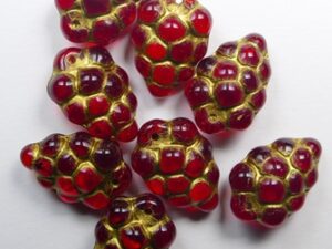 0050349 Siam Ruby Gold Washed Druiventros kralen 8 Pc.