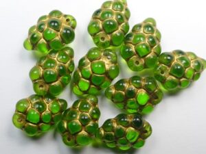 0100619 Yellow Peridot Gold Washed Druiventros kralen 8 Pc. - Afbeelding 1