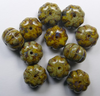 0130161 Opaque Yellow Travertin Pumpkin Beads color 83120-86800