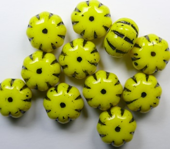 0130162 Opaque Yellow Black Striped Pumpkin Beads color 83120-46449