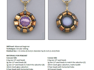 FI Double Dip Pendant by Carolyn Cave Free Pattern bij Fixer Bead, Czech Mates Crescents of 18 mm Cabochon