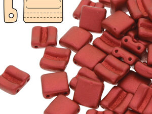 FX-03000-01890 Lava Red 2-Hole Fixer Bead Horizontaal 5 gr. - Afbeelding 1