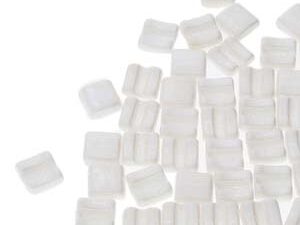FX-03000-14400 Chalk White Luster 2-Hole Fixer Bead Horizontaal 5 gr. - Afbeelding 1