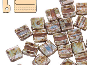 FX-03000-65431 Chalk White Blue Green Lazura Luster 2-Hole Fixer Bead Horizontaal 5 gr.