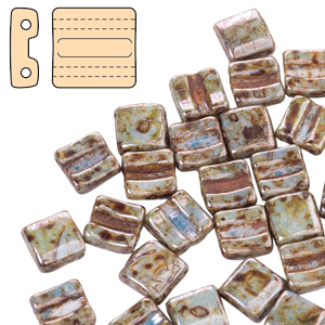 FX-03000-65431 Chalk White Blue green Lazura Luster Fixer Beads 8x7 mm Horizontaal color 03000-65431
