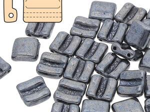 FX-23980-14400 Jet Hematite 2-Hole Fixer Bead Horizontaal 5 gr. - Afbeelding 1
