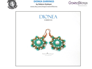 0 Dionea Earrings by Deborah Hodoyer Free Pattern bij 3 mm Round Beads of 8 mm (glas)parels